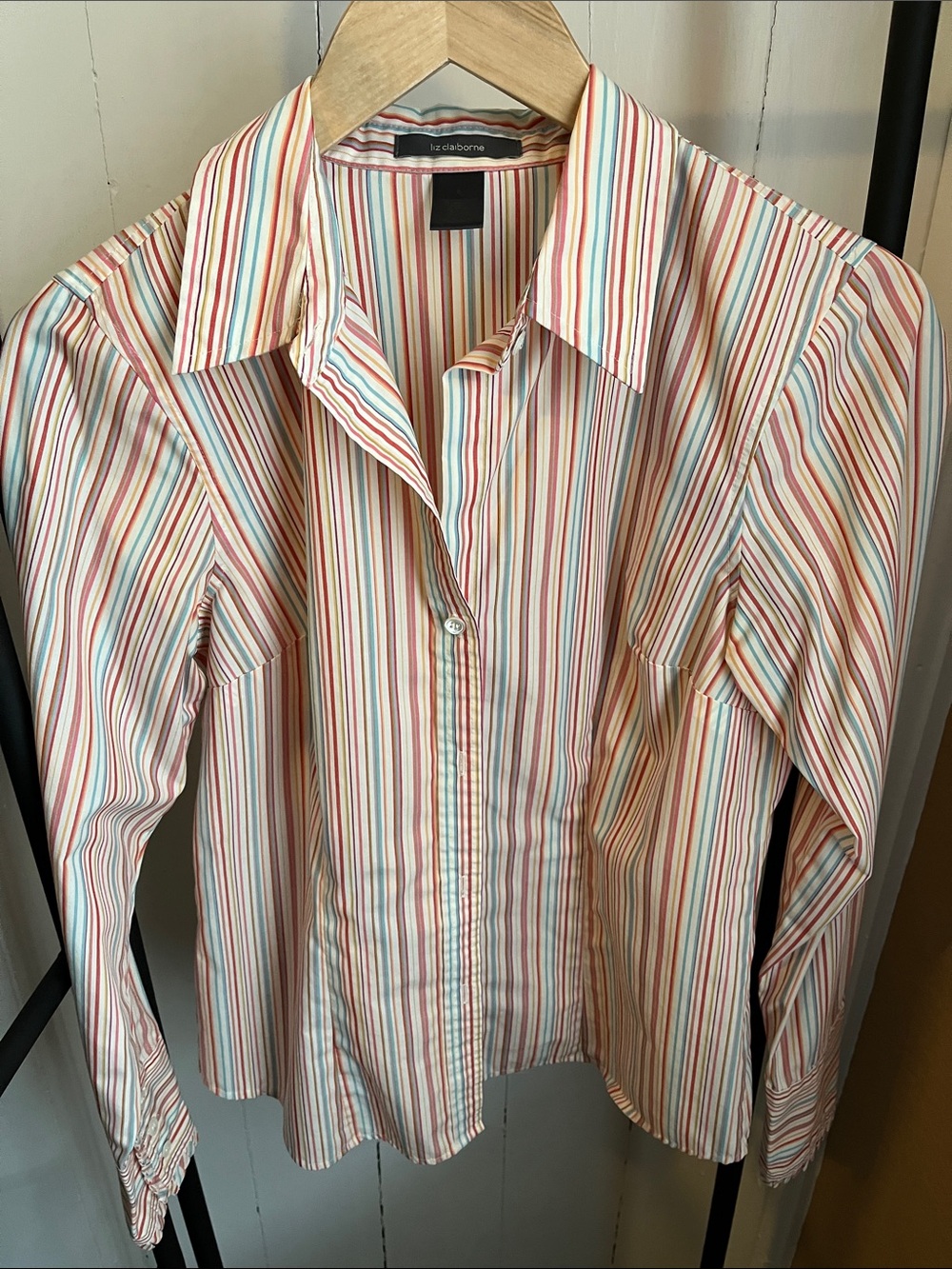 Liz Claiborne Striped Collared Blouse